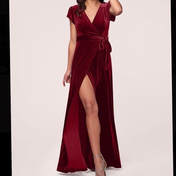 Dresses & Skirts - Burgundy Velvet Tie Formal or Casual Maxi Dress